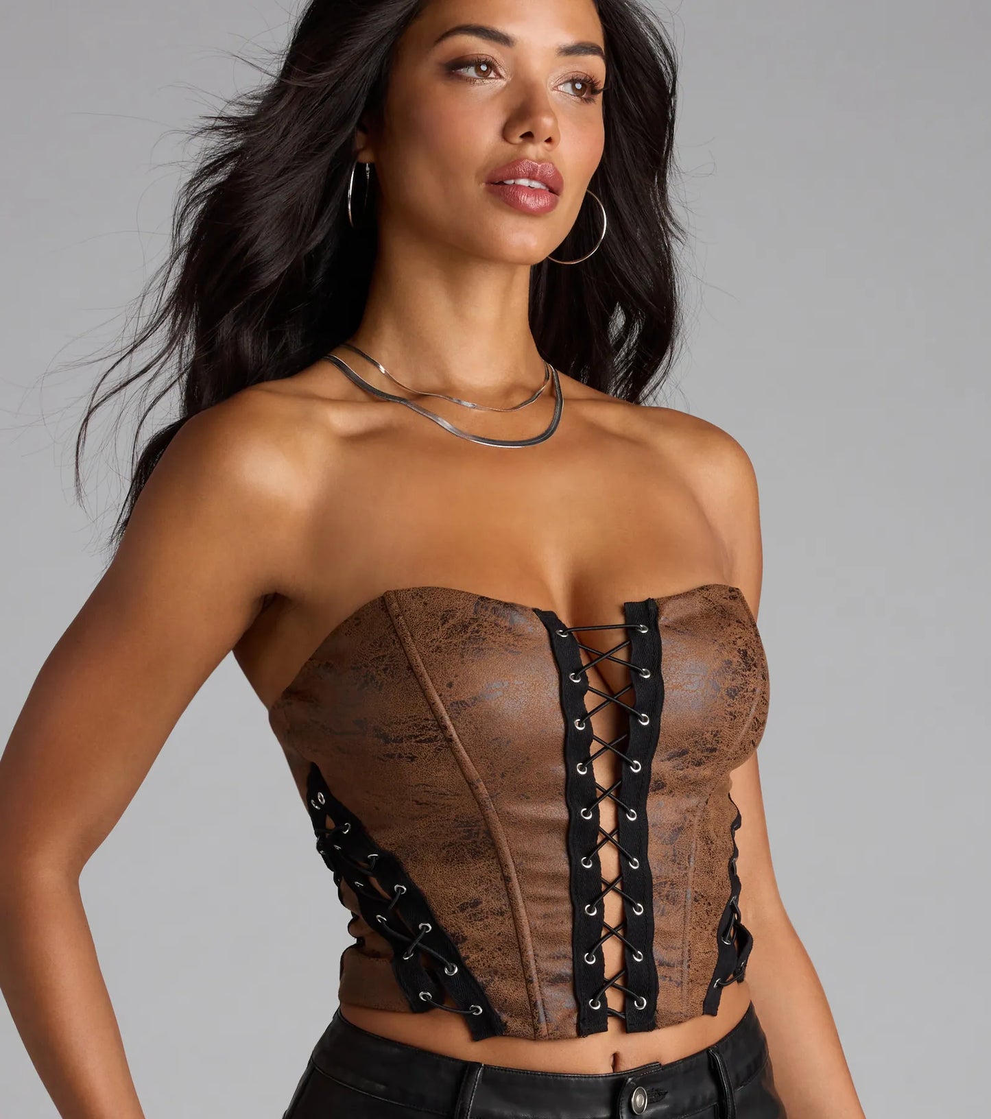 Edgy Persona Lace-Up Corset Top