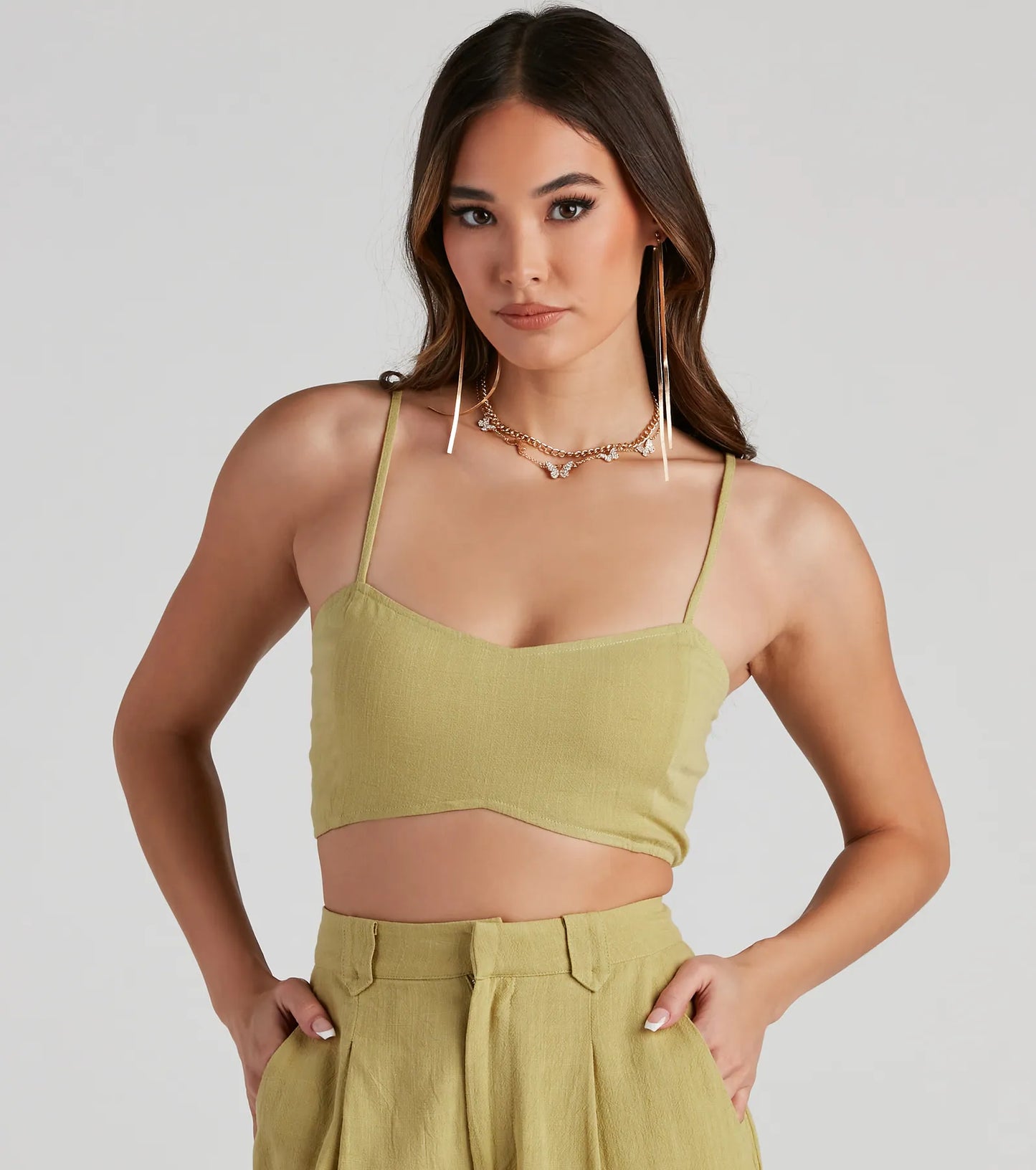 On The Move Linen Crop Top