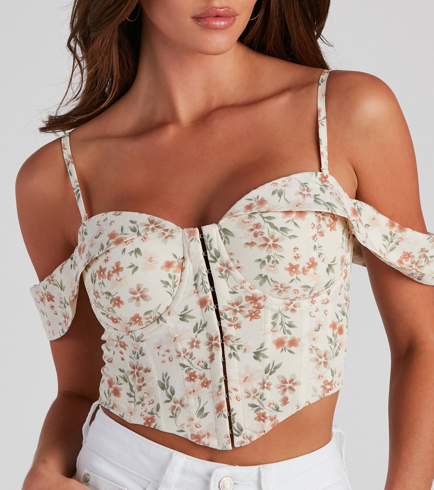 In Season Floral Off-The-Shoulder Bustier