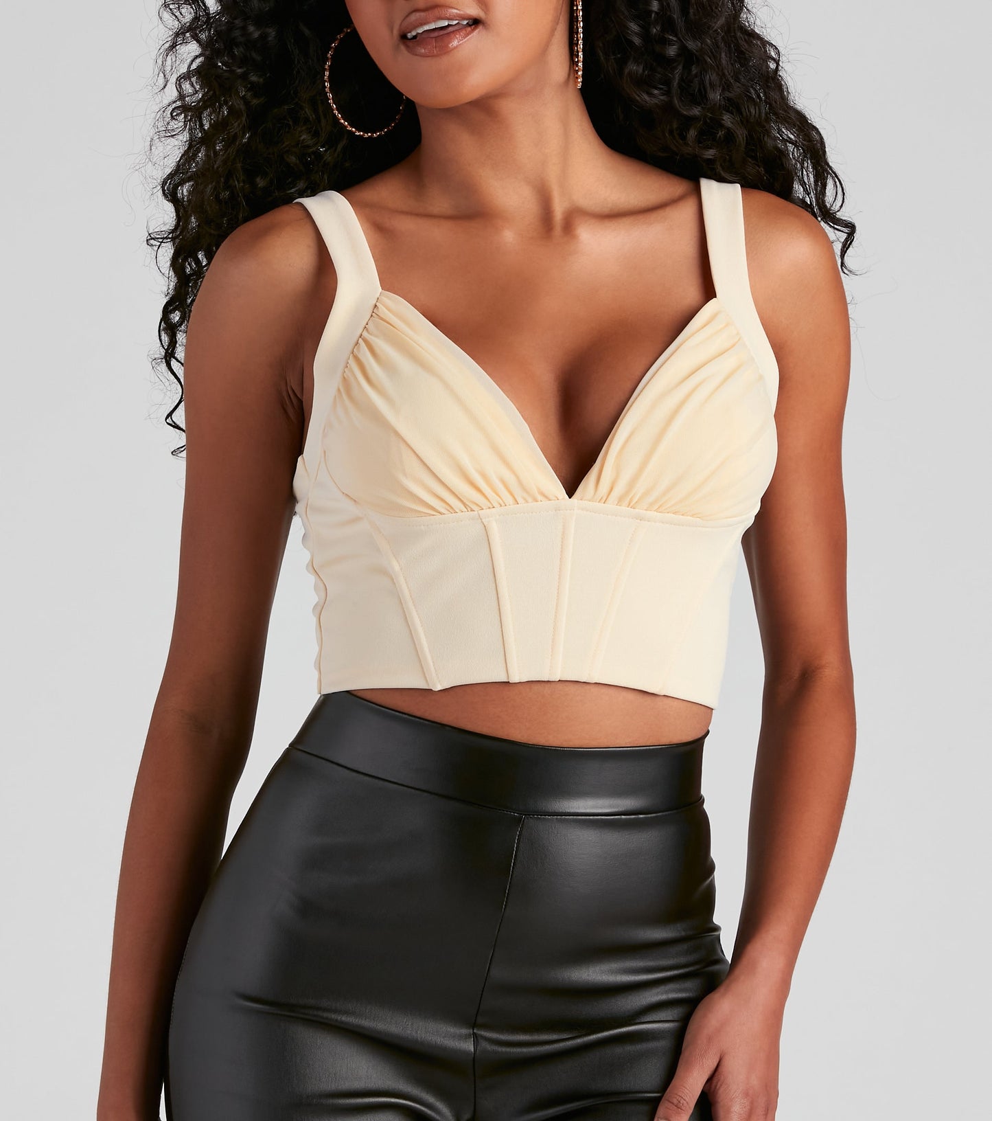Front Row V-Neck Ponte Corset Top