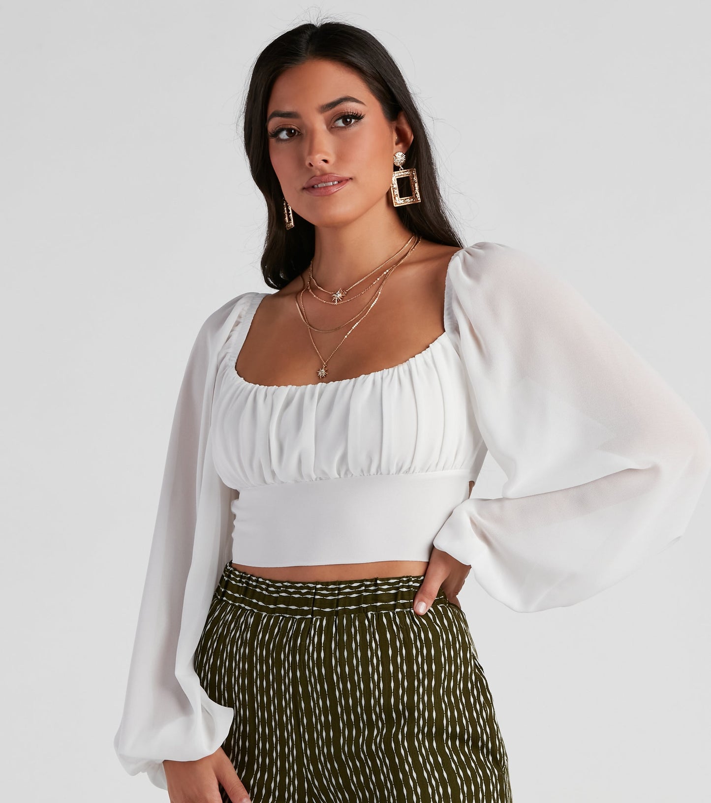 Chic Airy Chiffon Cropped Blouse