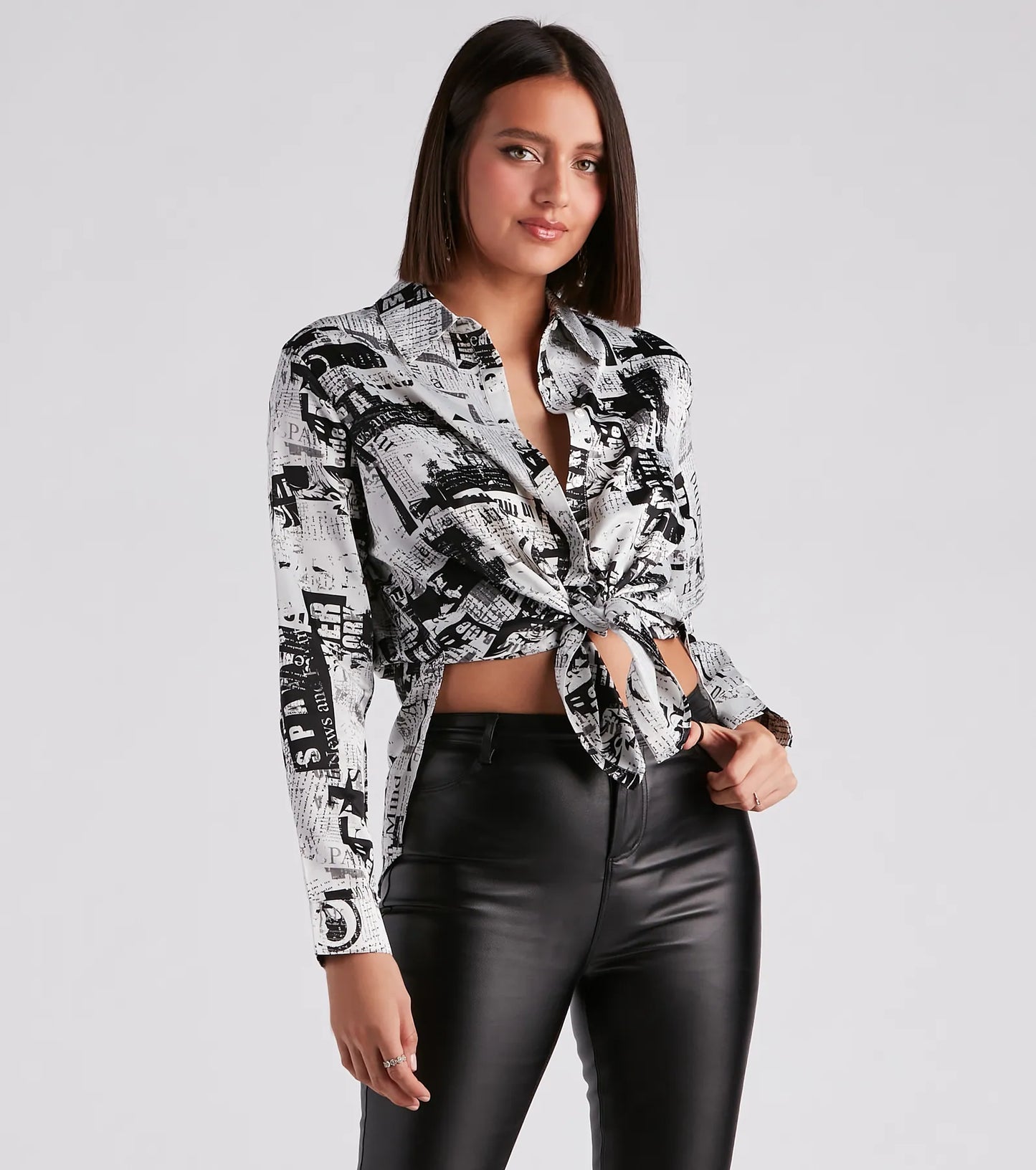 Daily Scoop Satin Newspaper Top