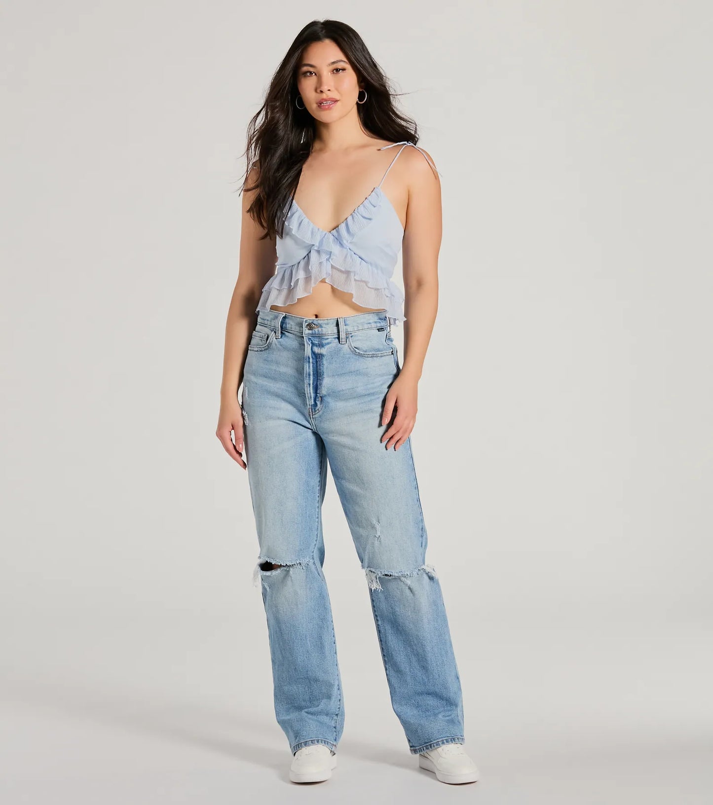 Flirty Flounce V-Neck Ruffled Crop Top