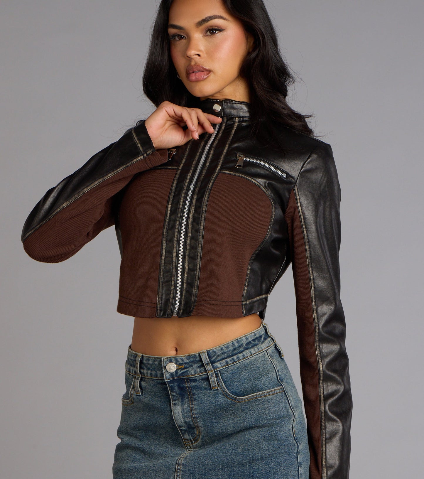 Speed Dial Faux Leather Motocross Jacket