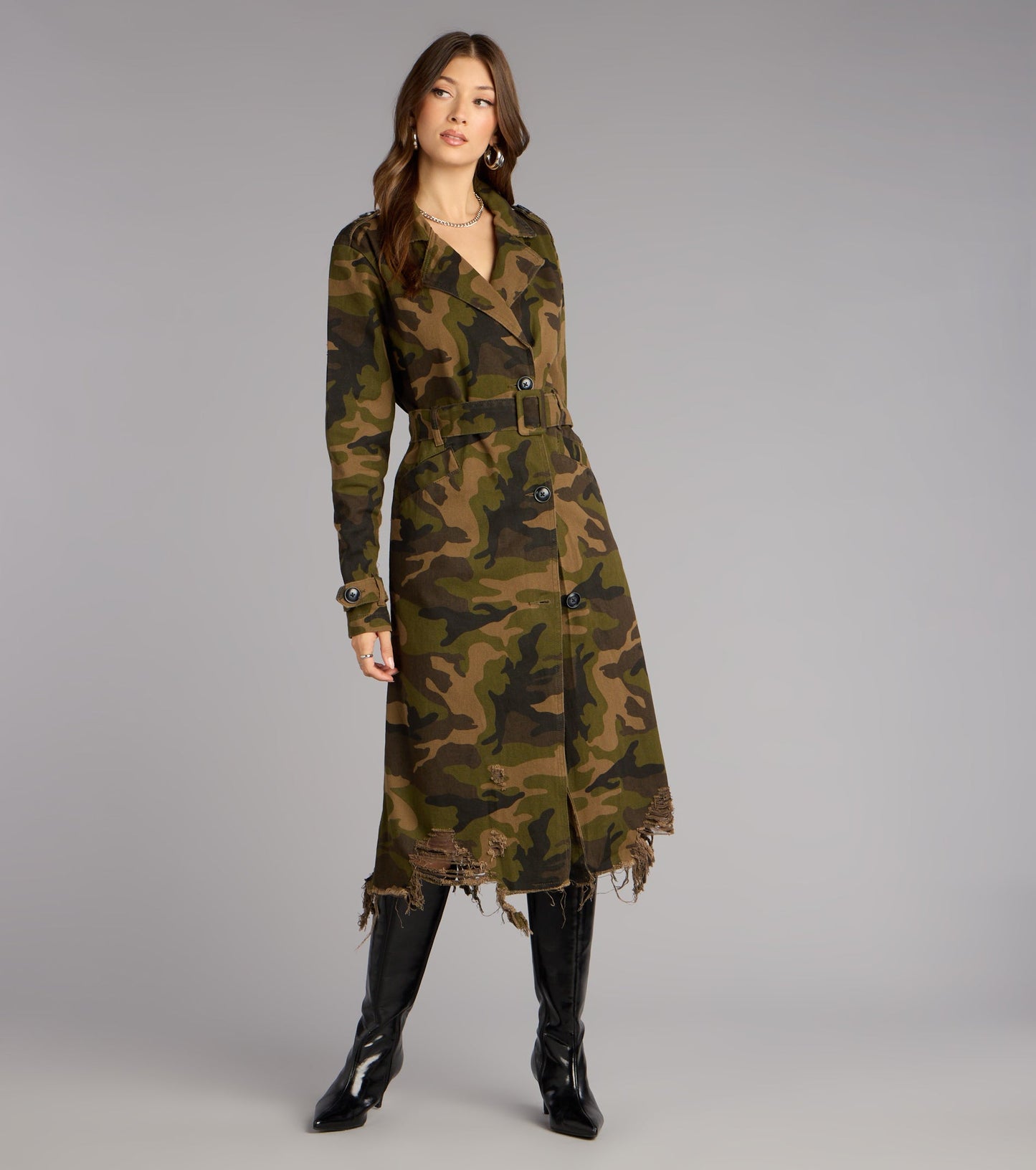 Street Command Camouflage Trench Coat
