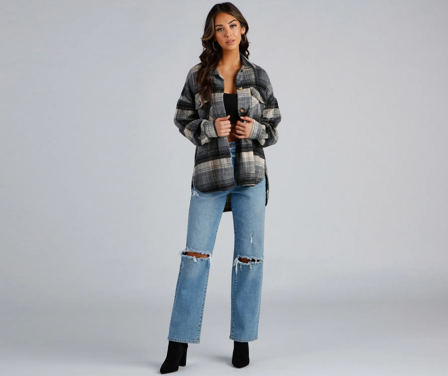 Falling For Plaid Fleece Shacket