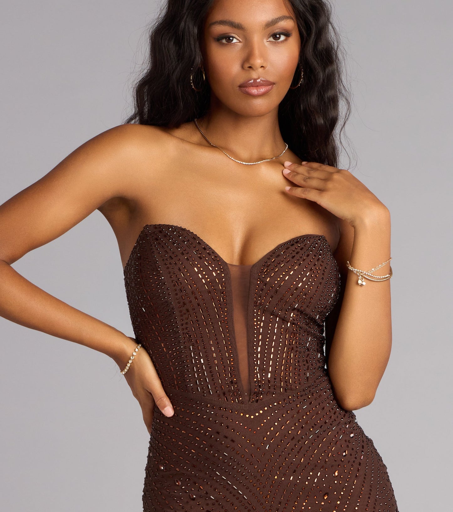 Kira Rhinestone Strapless Mini Dress