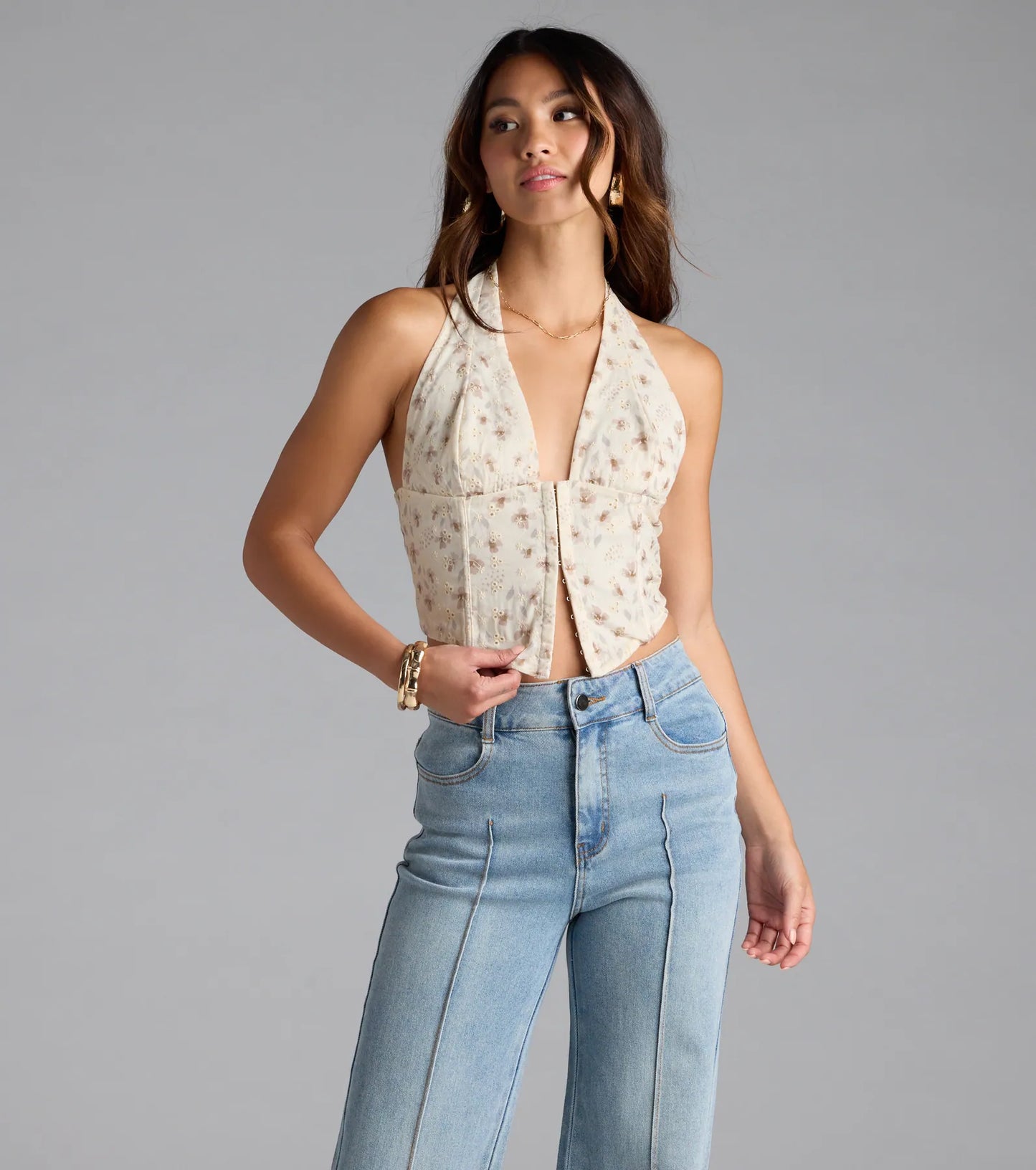 Catch My Sweetness Halter Floral Corset Top