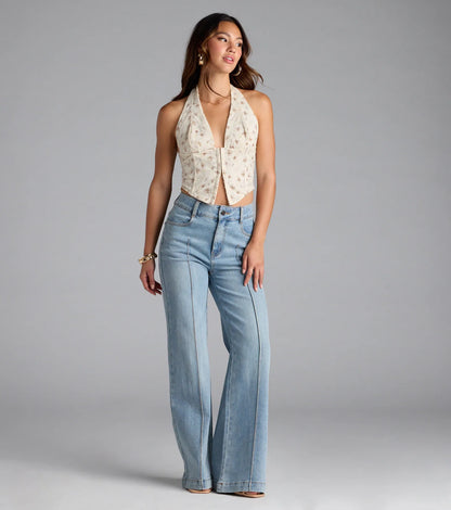 Catch My Sweetness Halter Floral Corset Top