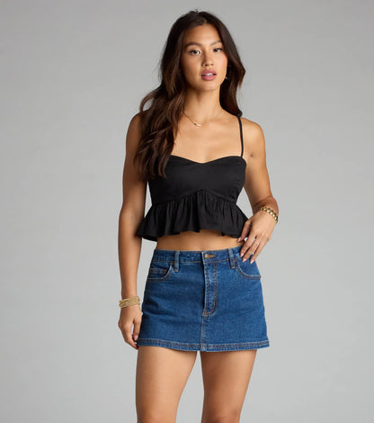 Sweetheart Status Babydoll Crop Top