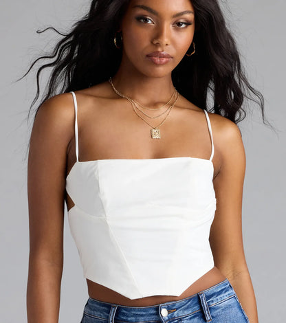 Turning Heads Strappy Woven Crop Top