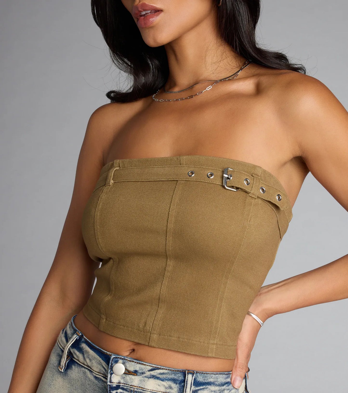 Top Tier Buckle Tube Top