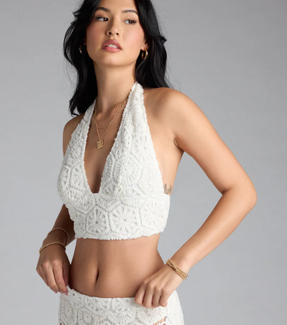 Get The Look Crochet Halter Crop Top