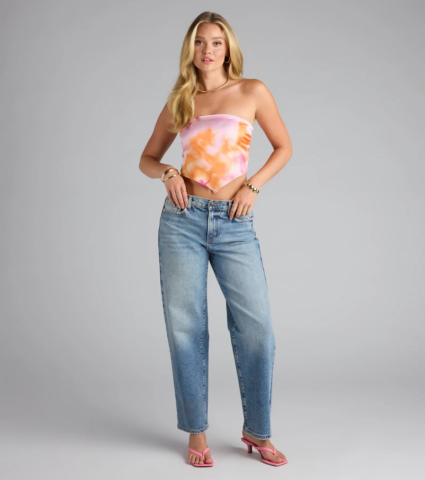 Living My Best Life Satin Tie-Dye Tube Top