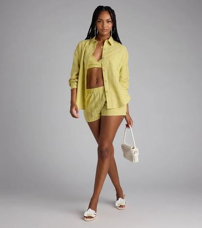 Summer Mode Button-Down Cotton Top