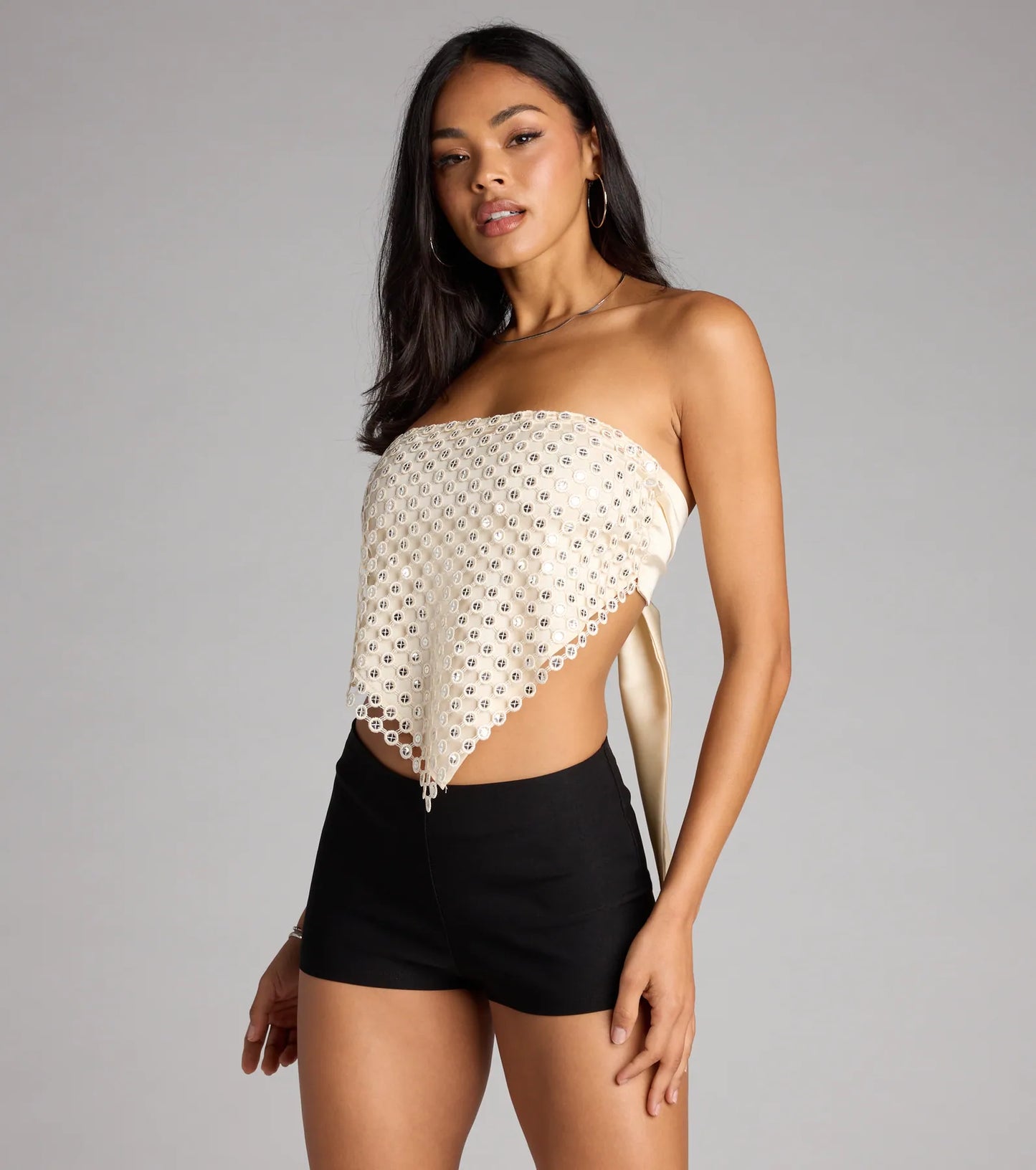 Sweet Like Fringe Sequin Hanky Top