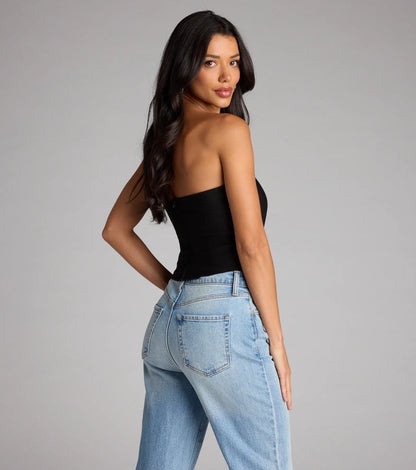 Tie It Up Strapless Lace Up Corset Top