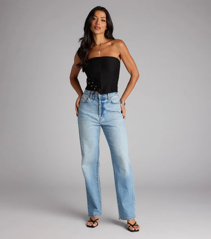 Tie It Up Strapless Lace Up Corset Top