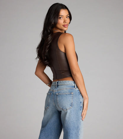 No Rules Just Looks Lace-Up Corset Top