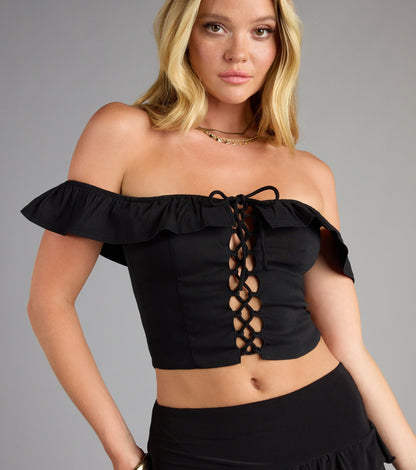 Laced And Unbothered Off-The-Shoulder Top