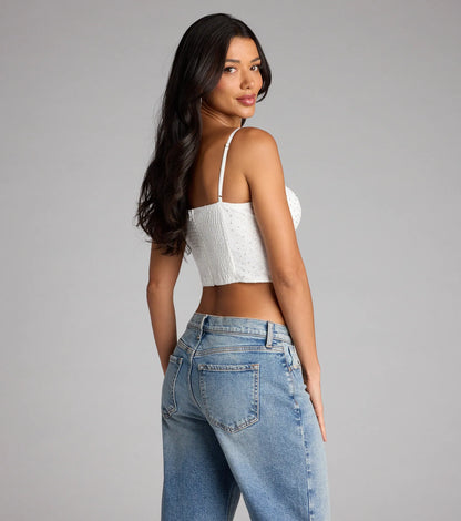 Daring Sparkle Rhinestone Lace Bustier