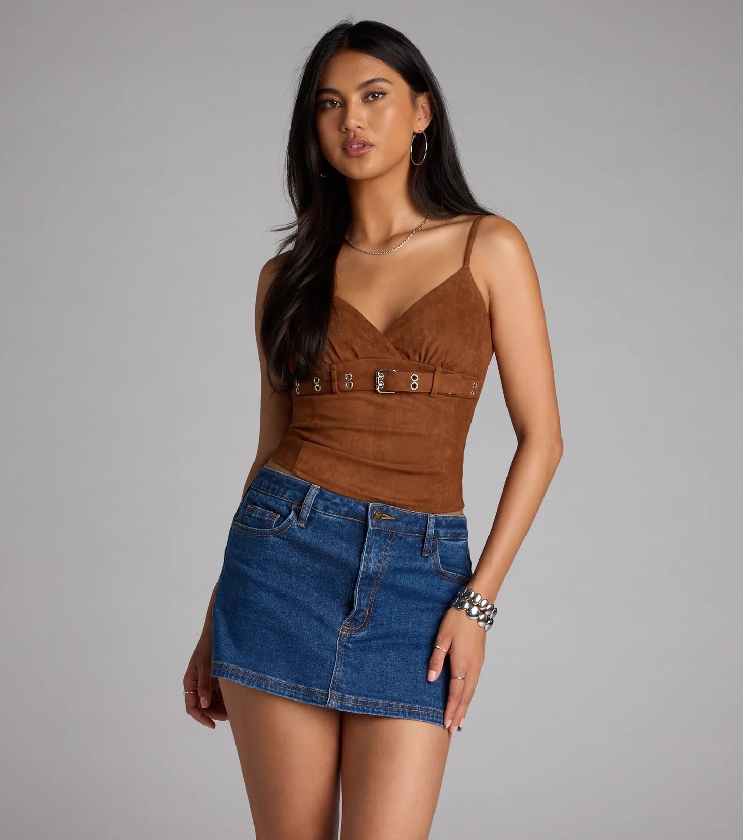 Serving Sass Faux Suede Crop Top