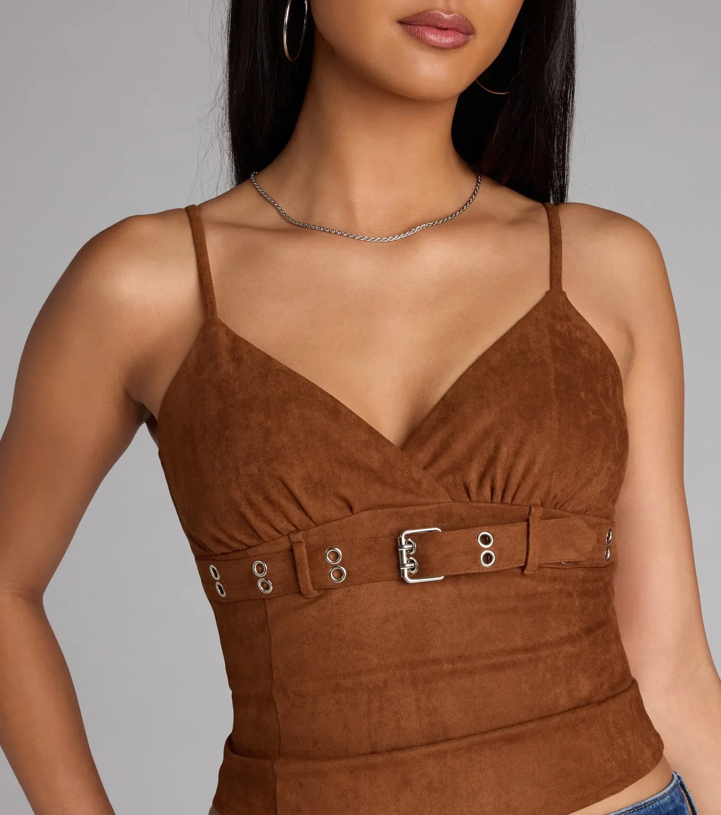 Serving Sass Faux Suede Crop Top