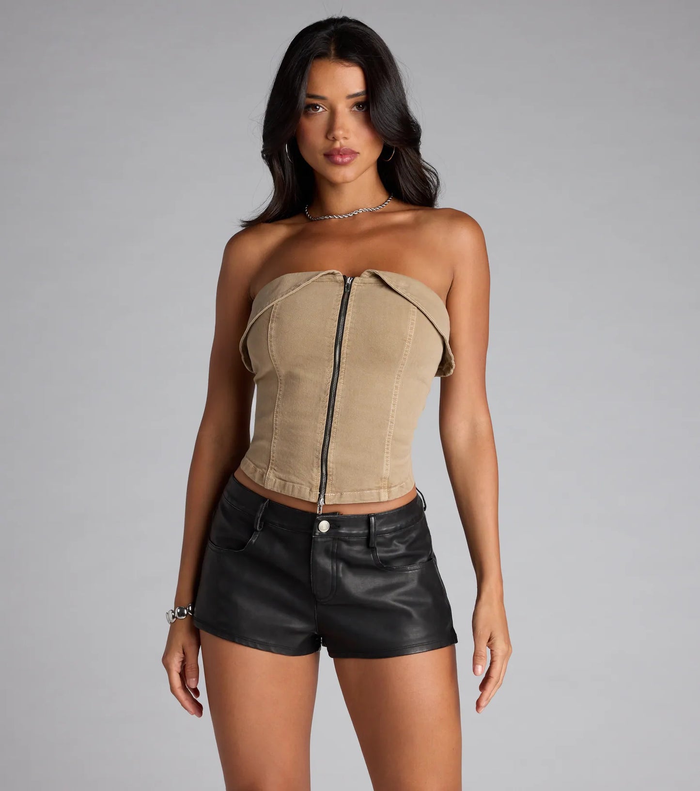 Zip It Up Foldover Tube Top