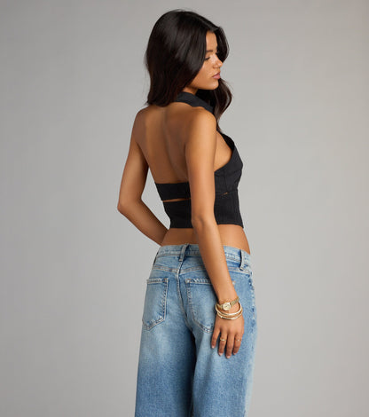 Cute Plans Halter Collared Corset Top