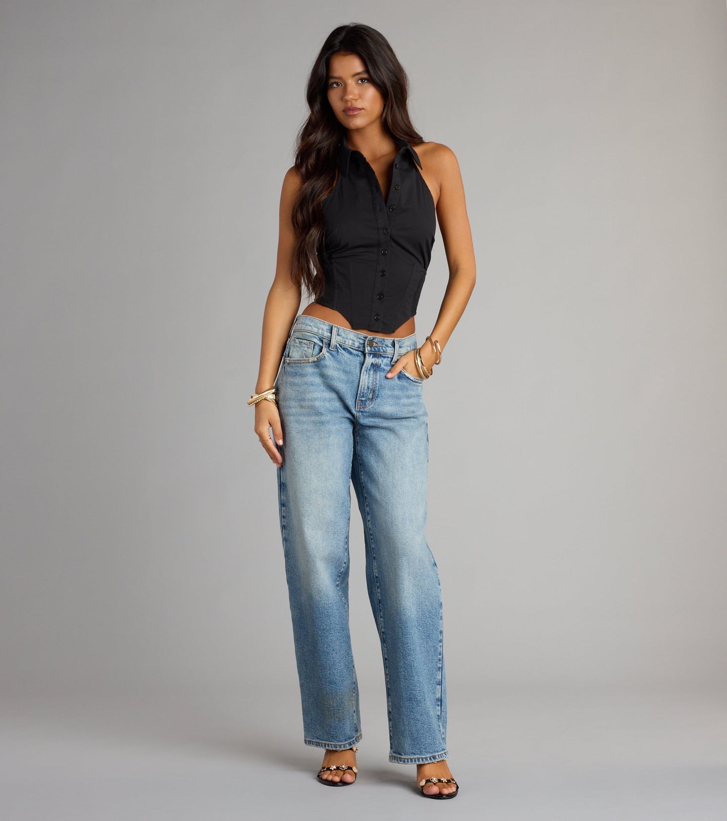 Cute Plans Halter Collared Corset Top