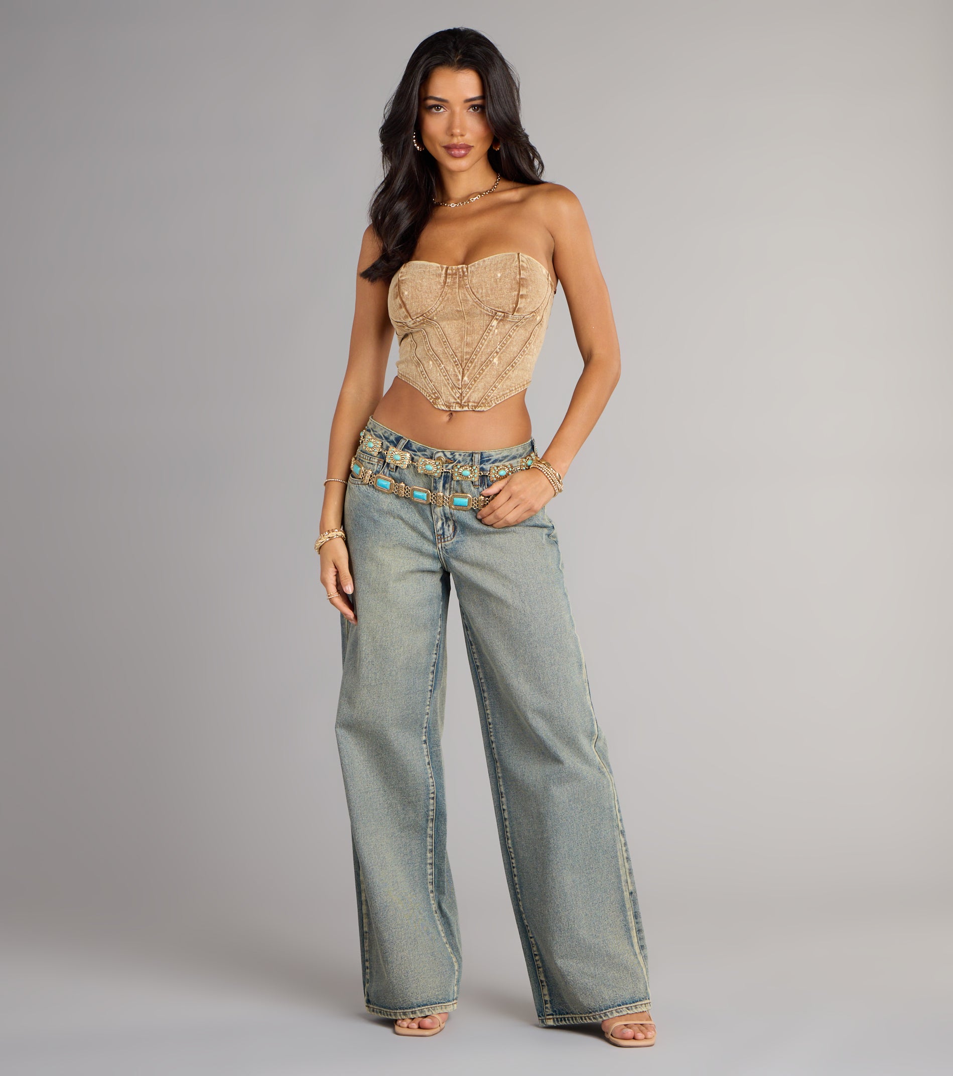 Vintage Vibes Denim Lace-Up Bustier