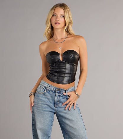 Lace-Up Allure Faux Leather Bustier Top