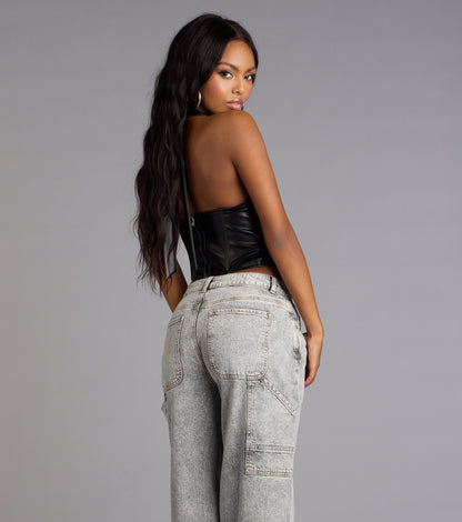 Chic Desires Faux Leather Corset Top