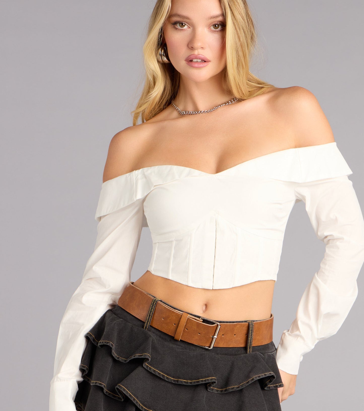 Street Chic Poplin Corset Crop Top