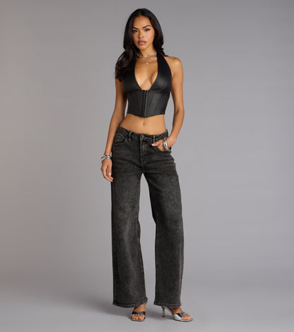 Daring Edge Lace-Up Corset Top