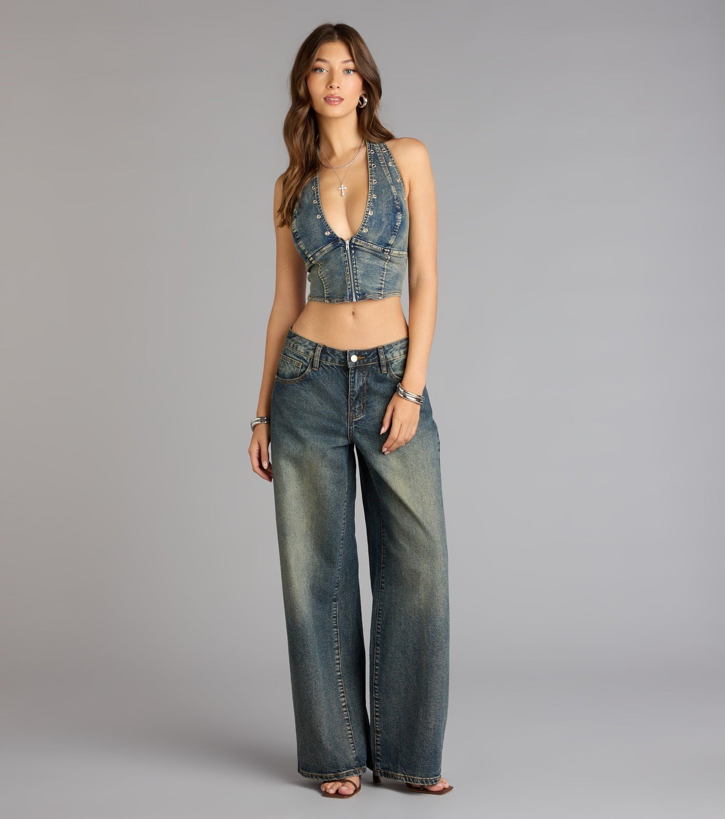Front Row Fierce Denim Crop Top