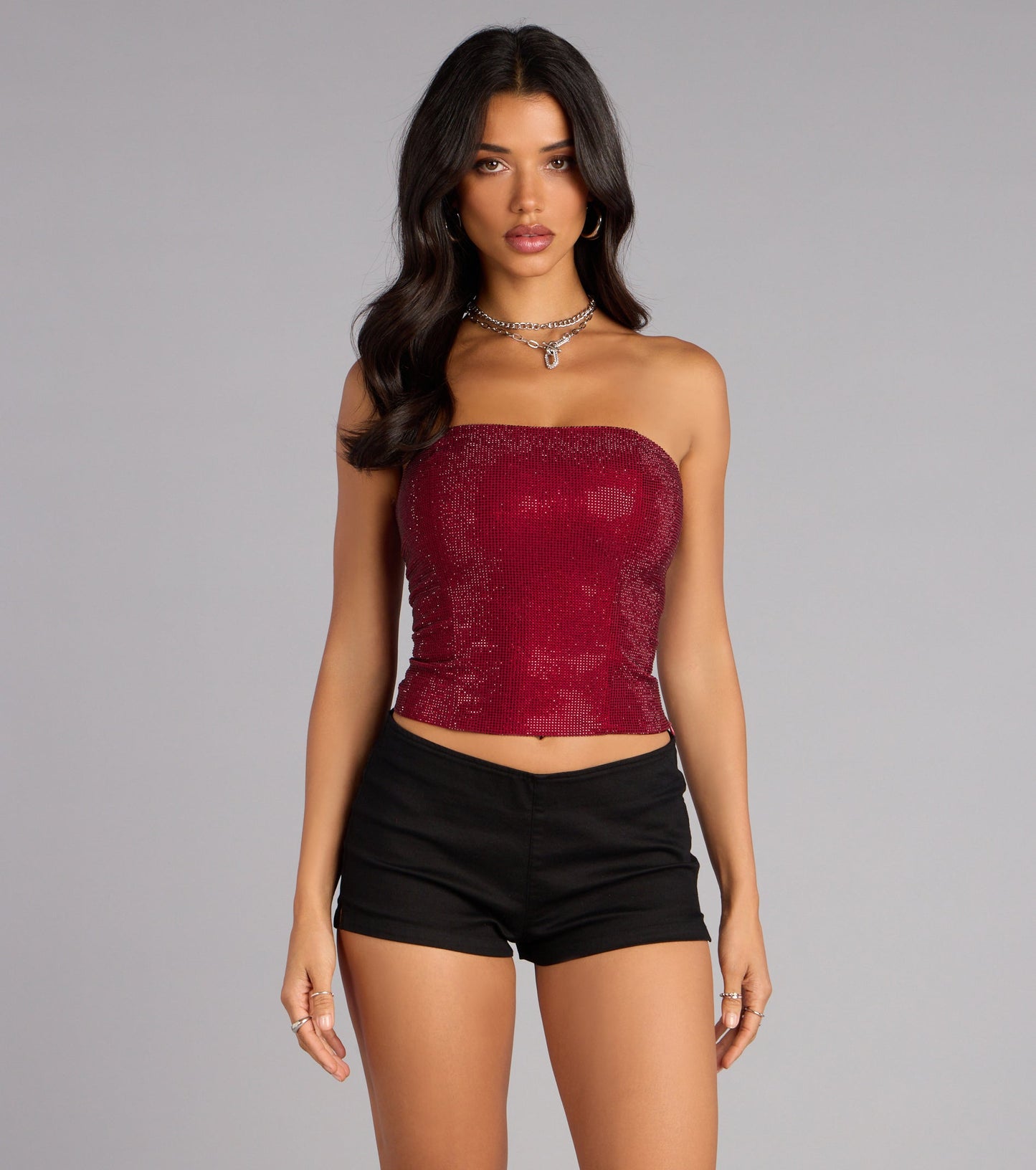 Glitz Game Tube Rhinestone Corset Top