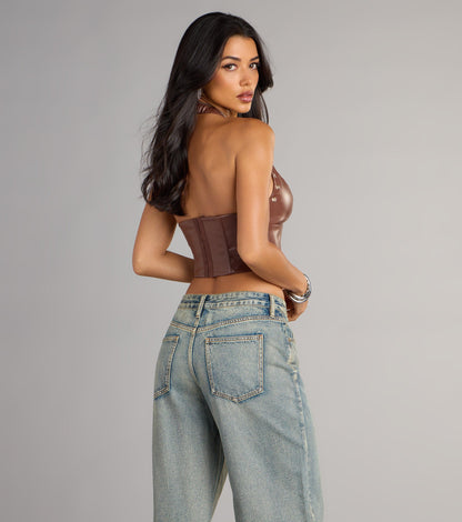 Zip Me Up Halter Corset Top