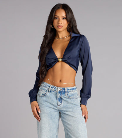 Glamour Hour Satin Crop Top