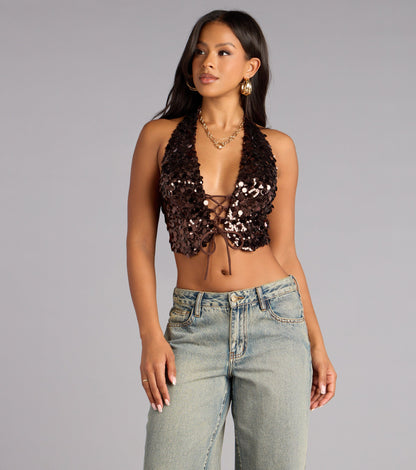 Dazzle Mode Halter Crop Top
