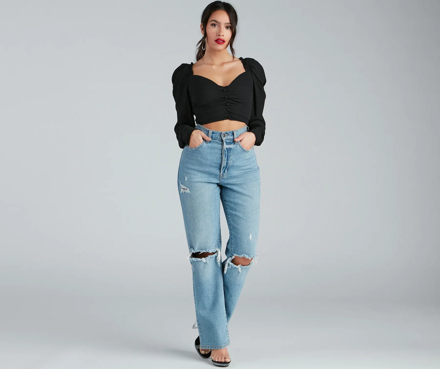 Chance For Romance Chiffon Puff Sleeve Top