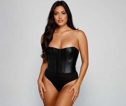 Edgy Sleek Corset Bodysuit