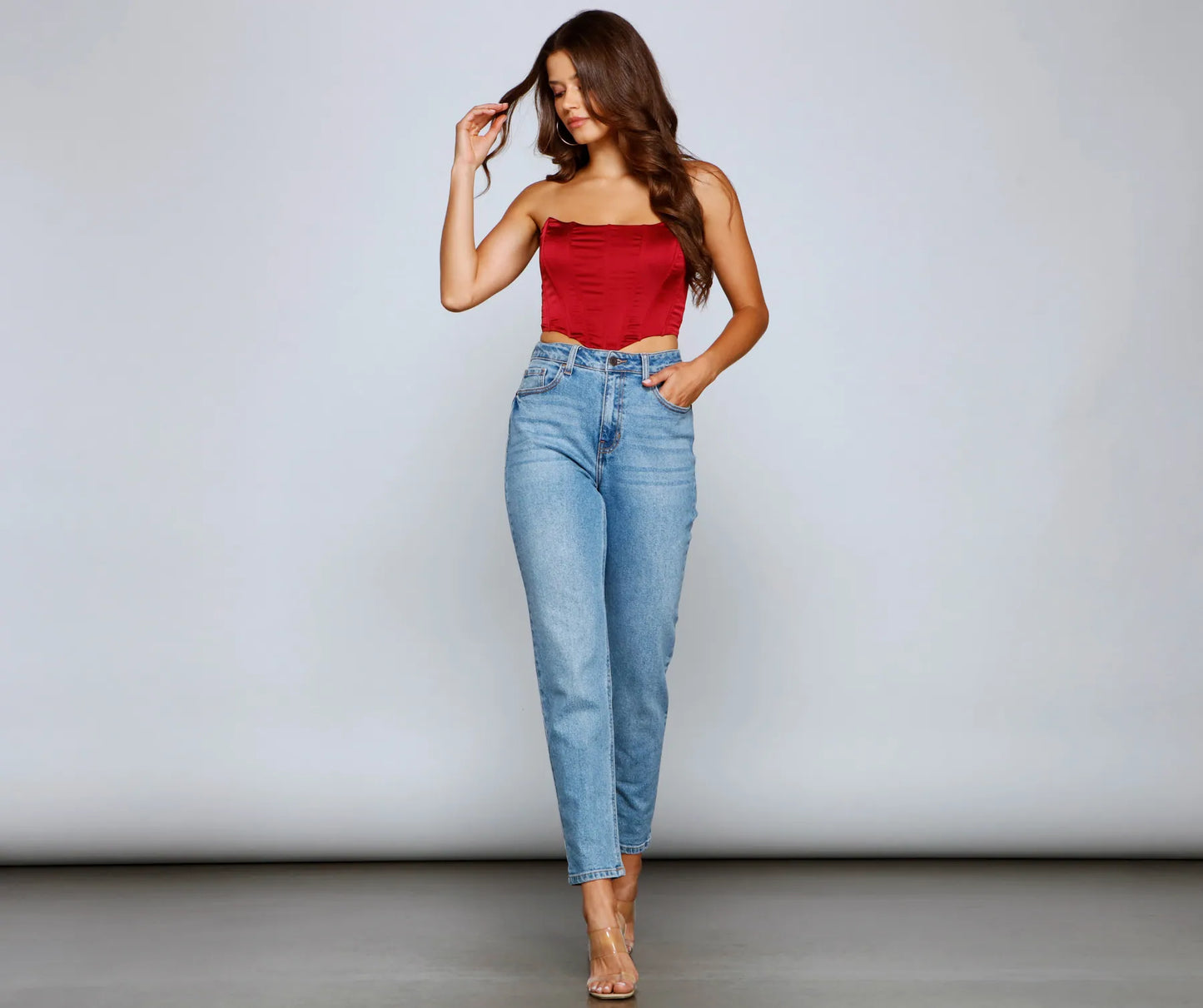 Sleek Strapless Satin Corset