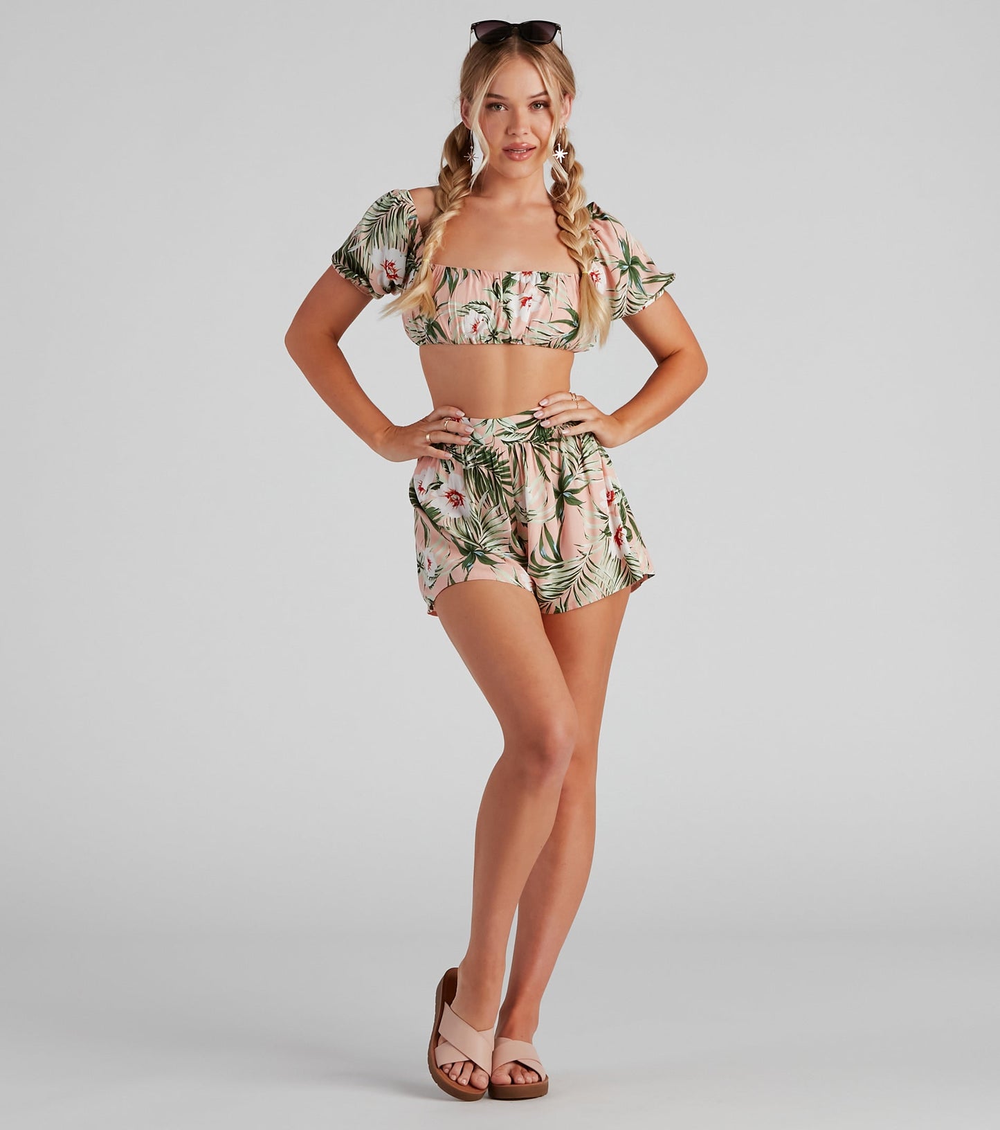 On Vacay Tropical Puff Sleeve Top