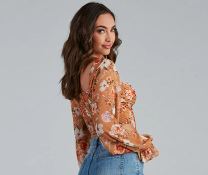 Floral Play Crepe Corset Top