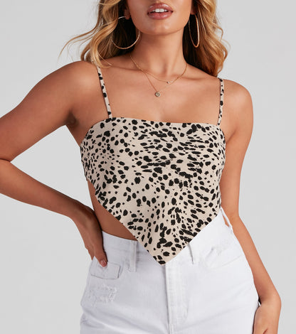 Wild Spots Leopard Satin Scarf Top