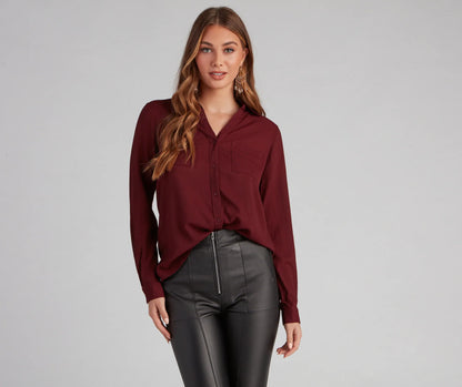 Chic Button-Down Chiffon Top