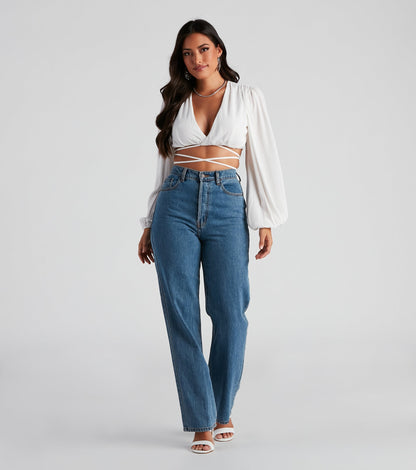 Heat Wave Gauze Wrap Tie Crop Top