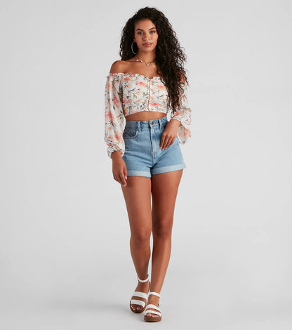 Floral Story Chiffon Corset Top