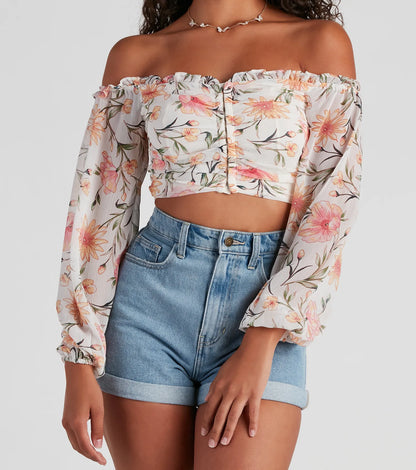 Floral Story Chiffon Corset Top